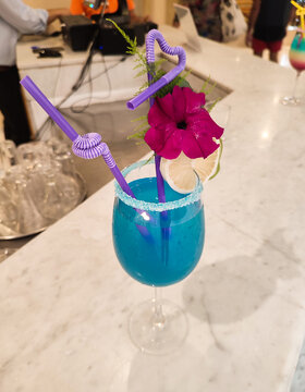 cocktail on bar counter in the hotel