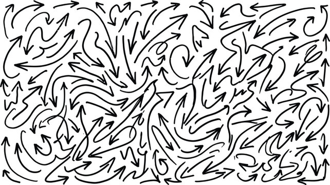 Confused crowd chaotic arrows directionless mass