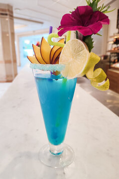 cocktail on bar counter in the hotel