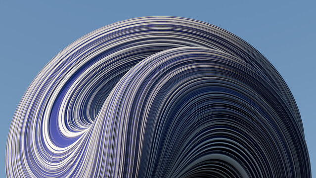 3D abstract blue and white twisted geometric sphere background. Ideal for technology banners, modern corporate presentations, AI concepts, futuristic wallpaper, and cover design