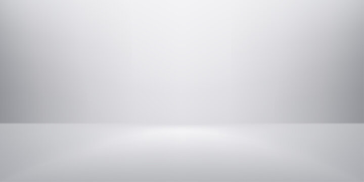 Clean grey gradient backdrop creates elegant studio atmosphere for product displays with soft light and minimalist aesthetic appeal. Vector background illustration