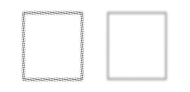 Black Halftone Square Frame Set Isolated on White Background Vector