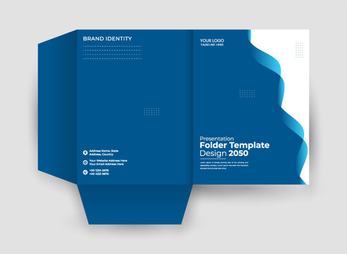 Elegant Blue Ribbon Corporate Folder Presentation Template
