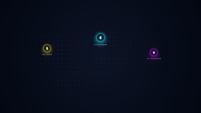 Global currency network animation for instant financial settlement