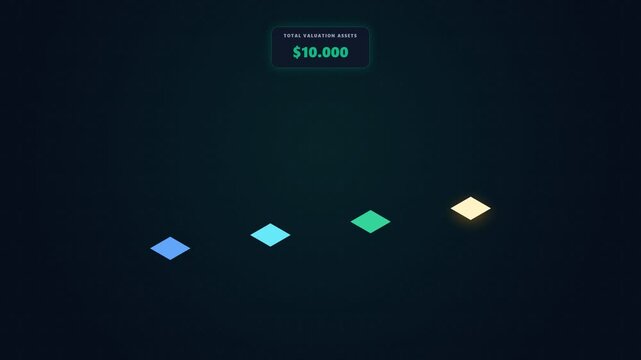 Isometric capital stacking and wealth growth motion graphics charts
