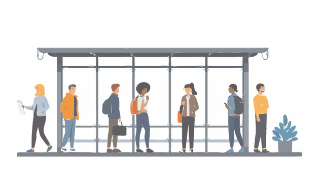  People Waiting at a Bus Stop or Public Transportation Station