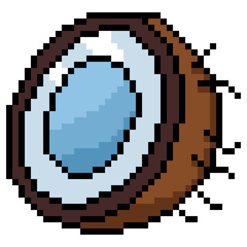 Vector Pixel Art Icon of Coconut