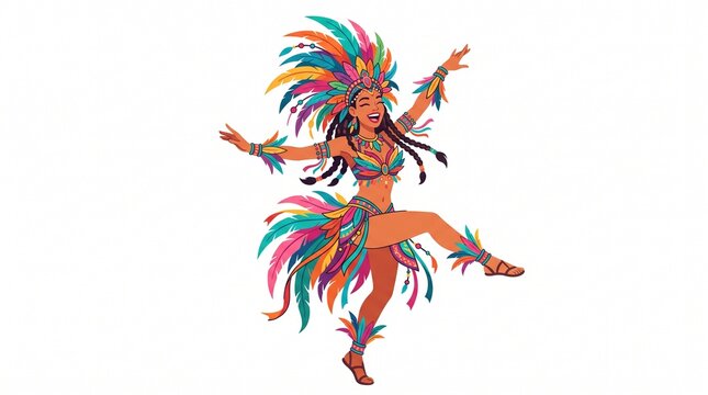 Woman in colorful carnival costume dancing