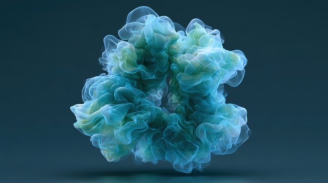 simple scientific‑research tech illustration, three‑dimensional folded protein structure model, semi‑transparent molecular surface