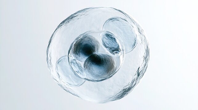simple modern research illustration, stem cell differentiation into multiple cell types concept, soft halo around central stem cell, radiating differentiated cells outward