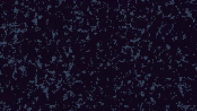 Abstract digital technology binary code background with glowing blue pixel grid cyber data stream network and futuristic computer information loop