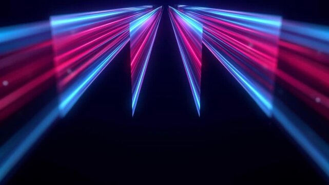 ファブリペロー共振器の定在波ブレードが暗黒空間で変位する抽象光学CG背景