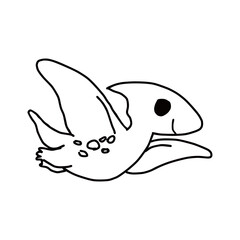 Simple Pteranodon dinosaur line art outline vector illustration for kids coloring book, logo, icon, or design element © Reno