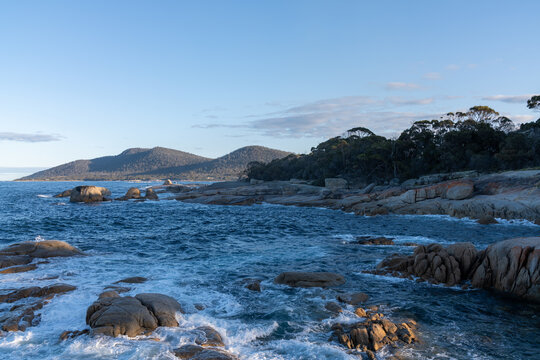 Rugged Granite Coastline with Waves in Bicheno