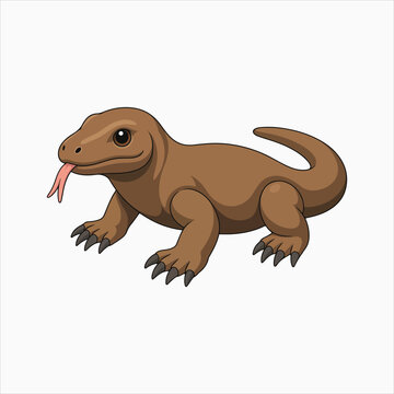Komodo Dragon largest living lizard species vector illustration