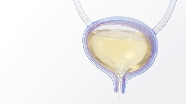 Medical illustration of a human urinary bladder filled with urine human anatomy bladder health medical science internal organ