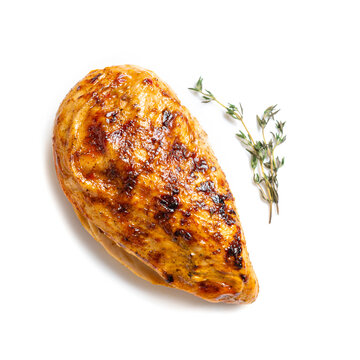 Grilled chicken fillet meat isolated on white