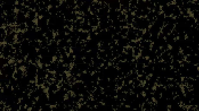 Abstract yellow digital cyber matrix code background with animated binary data stream tech grid for software programming information technology and cybersecurity concepts