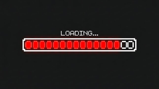 Pixel art red loading progress bar