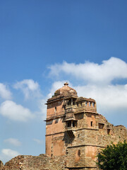 Ancient domed stone tower and jharokha of Rana Kumbha Palace at Chittorgarh Fort, Rajasthan, India © Frames of Mind