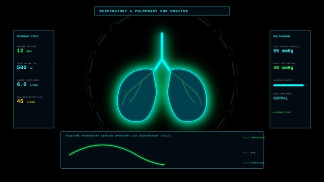 Digital Medical Interface Monitoring Respiratory and Pulmonary Health with Real Time Airflow Graph