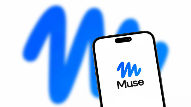 the Meta Muse AI logo is displayed on a smartphone screen.
