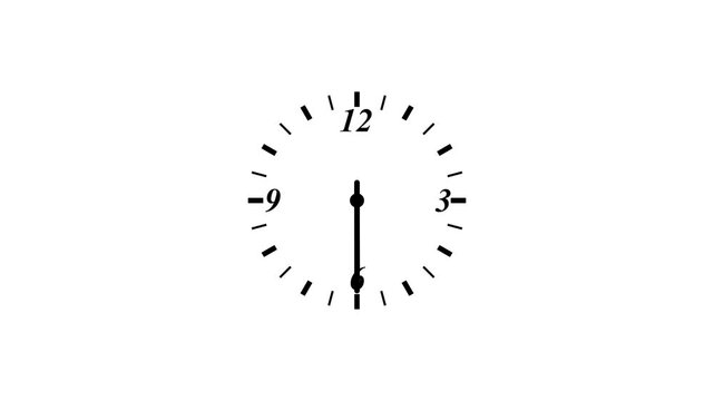 Clock spinning, watch animation on transparent background with alpha channel. Clock icon flat style 24 hours
