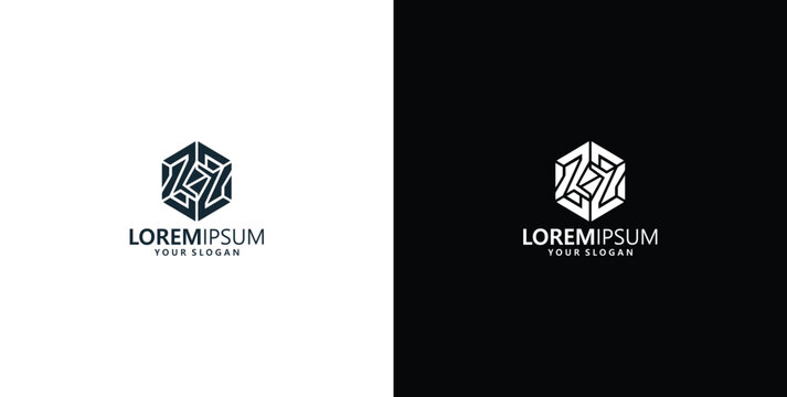 Abstract geometric hexagon logo design showcasing an intricate intertwined pattern, perfect for modern branding and professional corporate identity