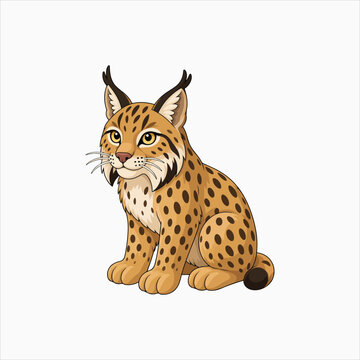 Iberian lynx endangered wild cat vector illustration

