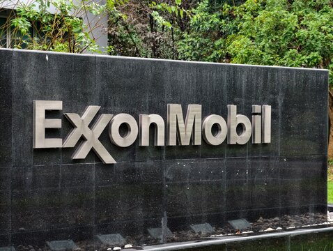 Shanghai, China-Sep.26th 2026: close up ExxonMobil brand sign