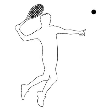 Line sketch of a male tennis player.