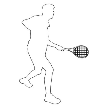 Line sketch of a male tennis player.