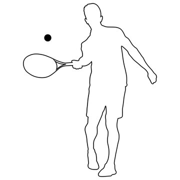 Line sketch of a male tennis player.