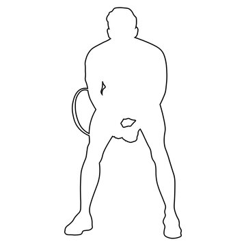 Line sketch of a male tennis player.