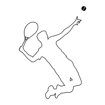 Line sketch of a male tennis player.