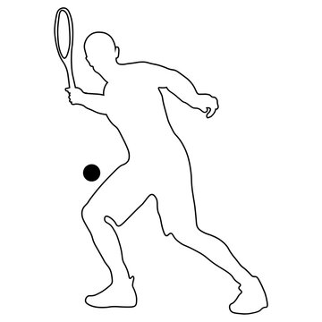 Line sketch of a male tennis player.
