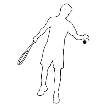 Line sketch of a male tennis player.