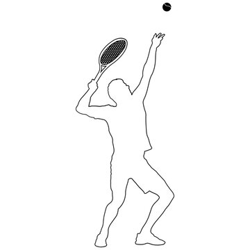 Line sketch of a male tennis player.