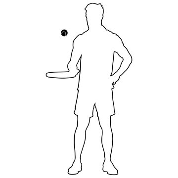 Line sketch of a male tennis player.