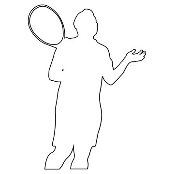 Line sketch of a male tennis player.