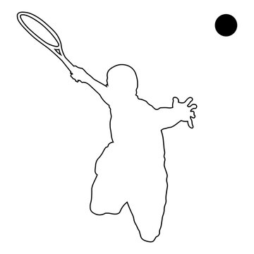 Line sketch of a male tennis player.