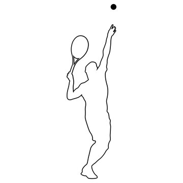 Line sketch of a male tennis player.