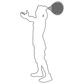 Line sketch of a male tennis player.