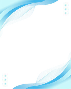 Elegant blue abstract background with flowing wave shapes, subtle leaf textures, and dotted accents surrounding a clean white space.