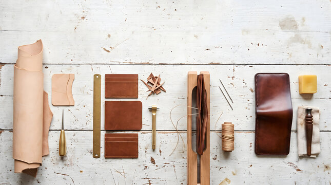 Handcrafted Leather Wallet Stitching Stages Artisanal Process