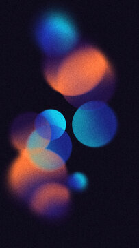 Overlapping gradient circles on abstract retro noise background