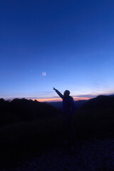 Amateur astronomer observing stars, planets and other celestial objects. © astrosystem