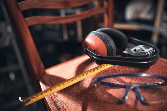 Tools in a workshop for furniture repairing and restoration.