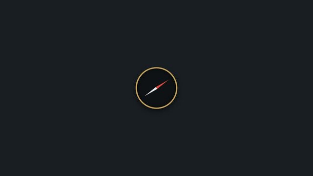 Minimalist Safari Compass Icon on Dark Grey Background