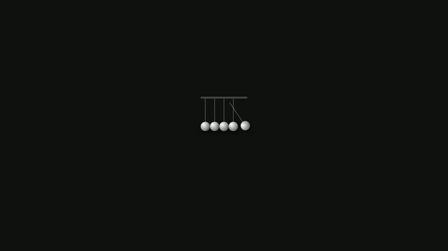 Newton's Cradle: Minimalist Pendulum Motion on a Dark Background